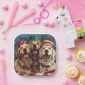 ハッピー7月4日ゴールデンレトリエバードッグス ペーパープレート (パーティー)