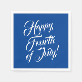 ハッピー7月4日スクリプト白エレガント色 スタンダードカクテルナプキン