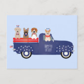 ハッピー7月4日ドッグズピックアップトラック シーズンポストカード (正面)