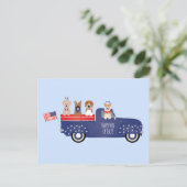 ハッピー7月4日ドッグズピックアップトラック シーズンポストカード (スタンド正面)