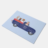 ハッピー7月4日ドッグズピックアップトラック ドアマット (アングル)