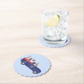 ハッピー7月4日ドッグズピックアップトラック ペーパーコースター (インサイチュ)