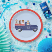 ハッピー7月4日ドッグズピックアップトラック ペーパープレート (パーティー)