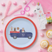 ハッピー7月4日ドッグズピックアップトラック ペーパープレート (パーティー)