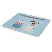 ハッピー7月4日ドッグ赤白青 カッティングボード (角)