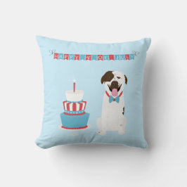 ハッピー7月4日ドッグ赤白青 クッション