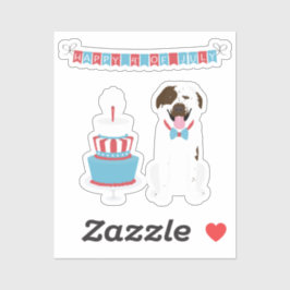 ハッピー7月4日ドッグ赤白青 シール