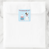 ハッピー7月4日ドッグ赤白青 スクエアシール (バッグ)