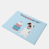 ハッピー7月4日ドッグ赤白青 ドアマット (アングル)