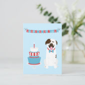 ハッピー7月4日ドッグ赤白青 ポストカード (スタンド正面)