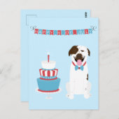 ハッピー7月4日ドッグ赤白青 ポストカード (正面/裏面)