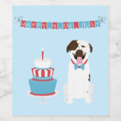 ハッピー7月4日ドッグ赤白青 ワインラベル (シングルラベル)