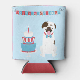 ハッピー7月4日ドッグ赤白青 缶クーラー