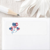 ハッピー7月4日ハート風船 ラベル (インサイチュ)