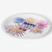 ハッピー7月4日バーベキューパーティー ペーパープレート (アングル)