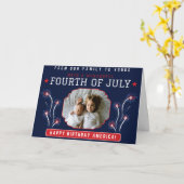 ハッピー7月4日ファミリーフォトカード カード (黄色い花)