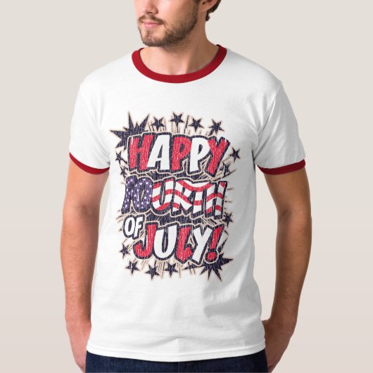 ハッピー7月4日リンガーTシャツ Tシャツ (正面)