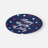 ハッピー7月4日レッド白ネイビーブルー ペーパープレート (アングル)