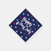 ハッピー7月4日レッド&ネイビーブルー スタンダードカクテルナプキン (角)