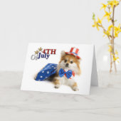 ハッピー7月4日子犬 カード (黄色い花)