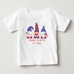 ハッピー7月4日格言赤白青 ベビーTシャツ