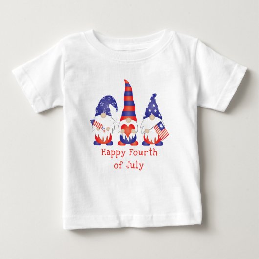 ハッピー7月4日格言赤白青 ベビーTシャツ (正面)