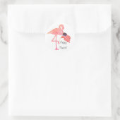 ハッピー7月4日米国国旗Flamingo ラウンドシール (バッグ)