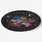 ハッピー7月4日花火と星パーティー ペーパープレート (アングル)