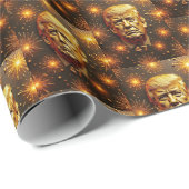 ハッピー7月4日24K金ゴールドトランプ花火社長 ラッピングペーパー (ロールコーナー)