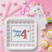 ハッピー7月4日9インチスクエア紙プレート ペーパープレート (パーティー)