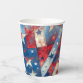 ハッピー7月4日 |愛国的抽象芸術米国国旗 紙コップ (裏面)