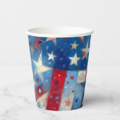 ハッピー7月4日 |愛国的抽象芸術米国国旗 紙コップ (正面)