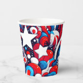 ハッピー7月4日 |抽象芸術の星とストライプ 紙コップ (正面)