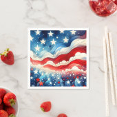 ハッピー7月4日 | Patriotic Stars and Stripes スタンダードカクテルナプキン (インサイチュ)