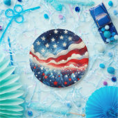 ハッピー7月4日 | Patriotic Stars and Stripes ペーパープレート (パーティー)