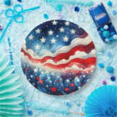ハッピー7月4日 | Patriotic Stars and Stripes ペーパープレート (パーティー)