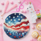 ハッピー7月4日 | Patriotic Stars and Stripes ペーパープレート (パーティー)