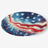 ハッピー7月4日 | Patriotic Stars and Stripes ペーパープレート (アングル)