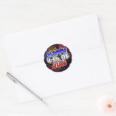 ハッピー7月4日Fireworksスタンプ ラウンドシール (封筒)