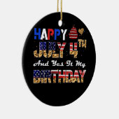 ハッピー7月4日Yesマイ誕生日独立 セラミックオーナメント (右)