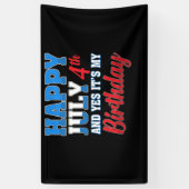 ハッピー7月4日Yesマイ誕生日独立 横断幕 (縦)