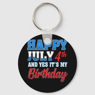 ハッピー7月4日Yes私の誕生日独立 キーホルダー
