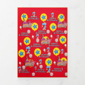 ハッピー7誕生日カード、#7赤&黄 三つ折りカード (カバー)