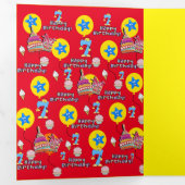 ハッピー7誕生日カード、#7赤&黄 三つ折りカード (内部最初)