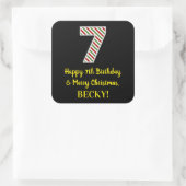 ハッピー7誕生日&メリークリスマス,名前をカスタムする スクエアシール (バッグ)