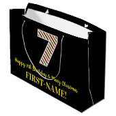 ハッピー7誕生日&メリークリスマス，名前をカスタムする ラージペーパーバッグ (裏面アングル)