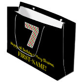 ハッピー7誕生日&メリークリスマス，名前をカスタムする ラージペーパーバッグ (正面アングル)