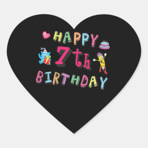 ハッピー7誕生日。7歳。 ハートシール