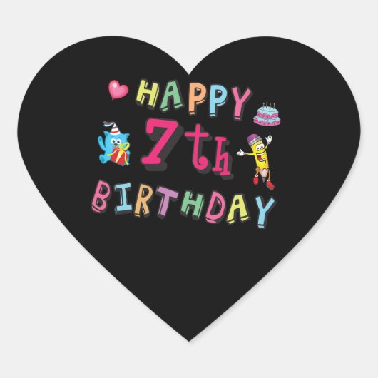 ハッピー7誕生日。7歳。 ハートシール (正面)