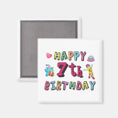 ハッピー7誕生日。7歳。 マグネット (正面/裏面)